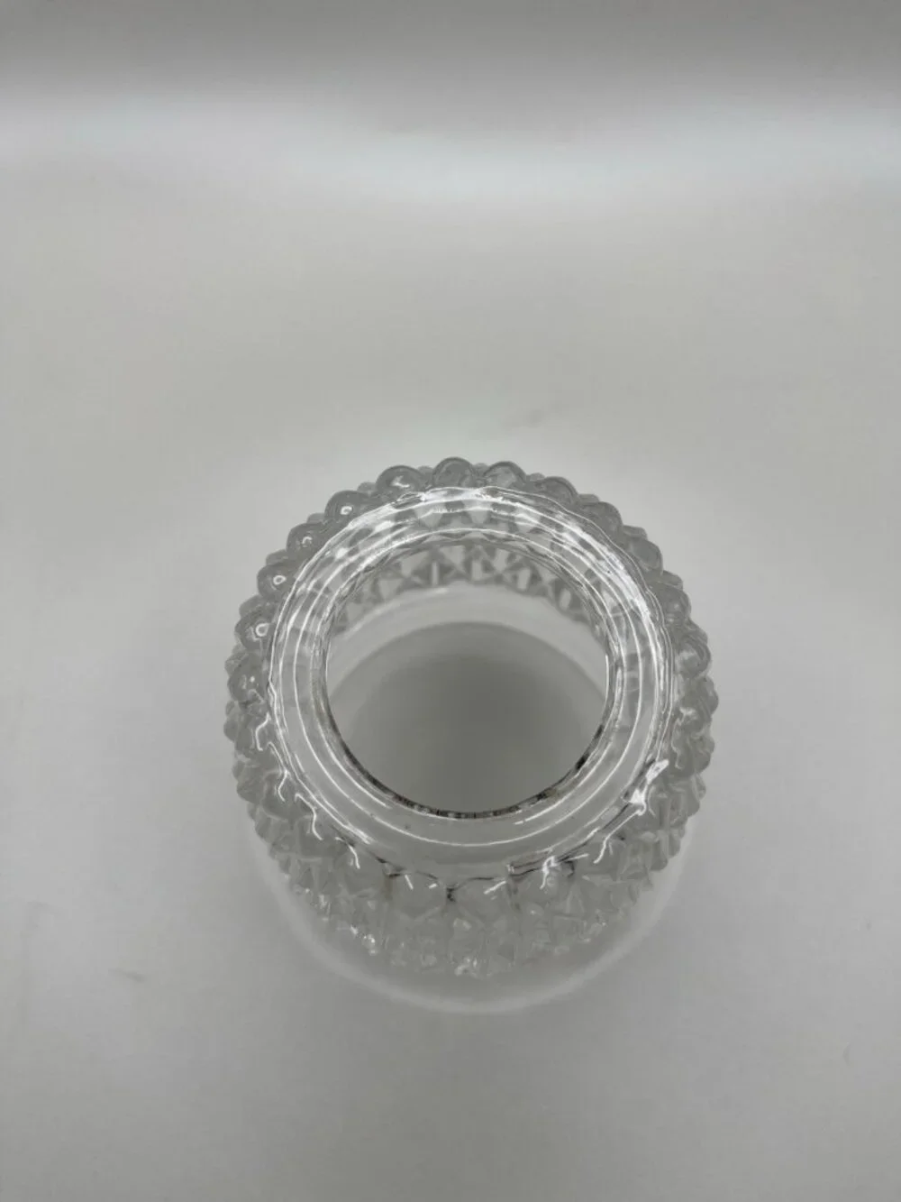 VTG Pressed Glass Diamond Votive Candle Holder Crystal Fairy Hollywood MCM Regal